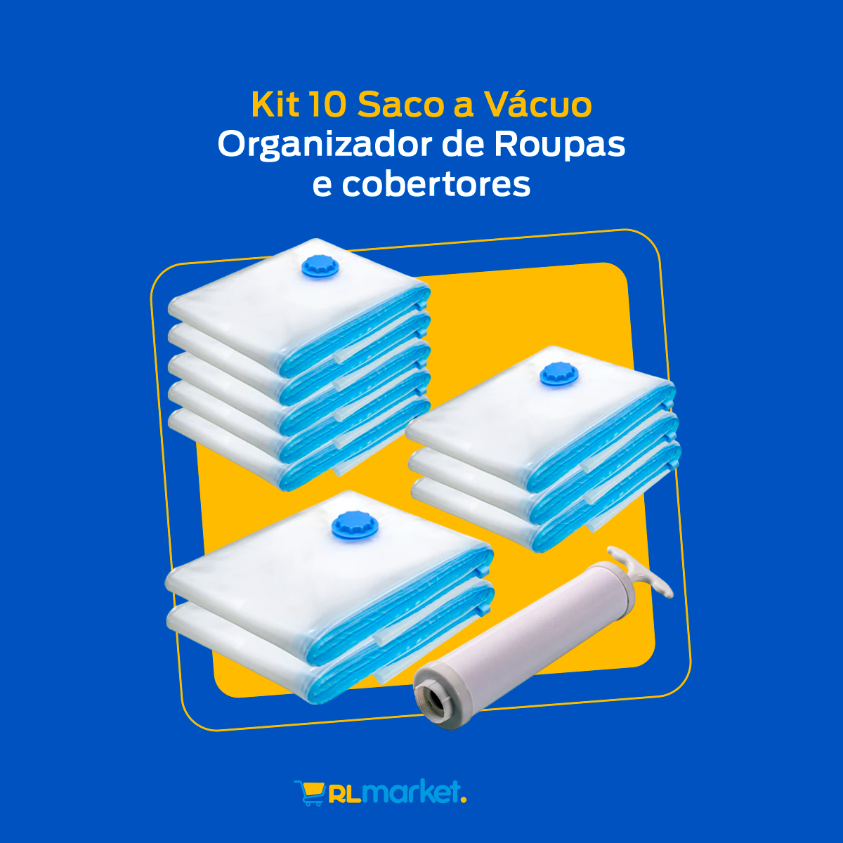 Kit 10 Saco a Vácuo Organizador de Roupas e cobertores