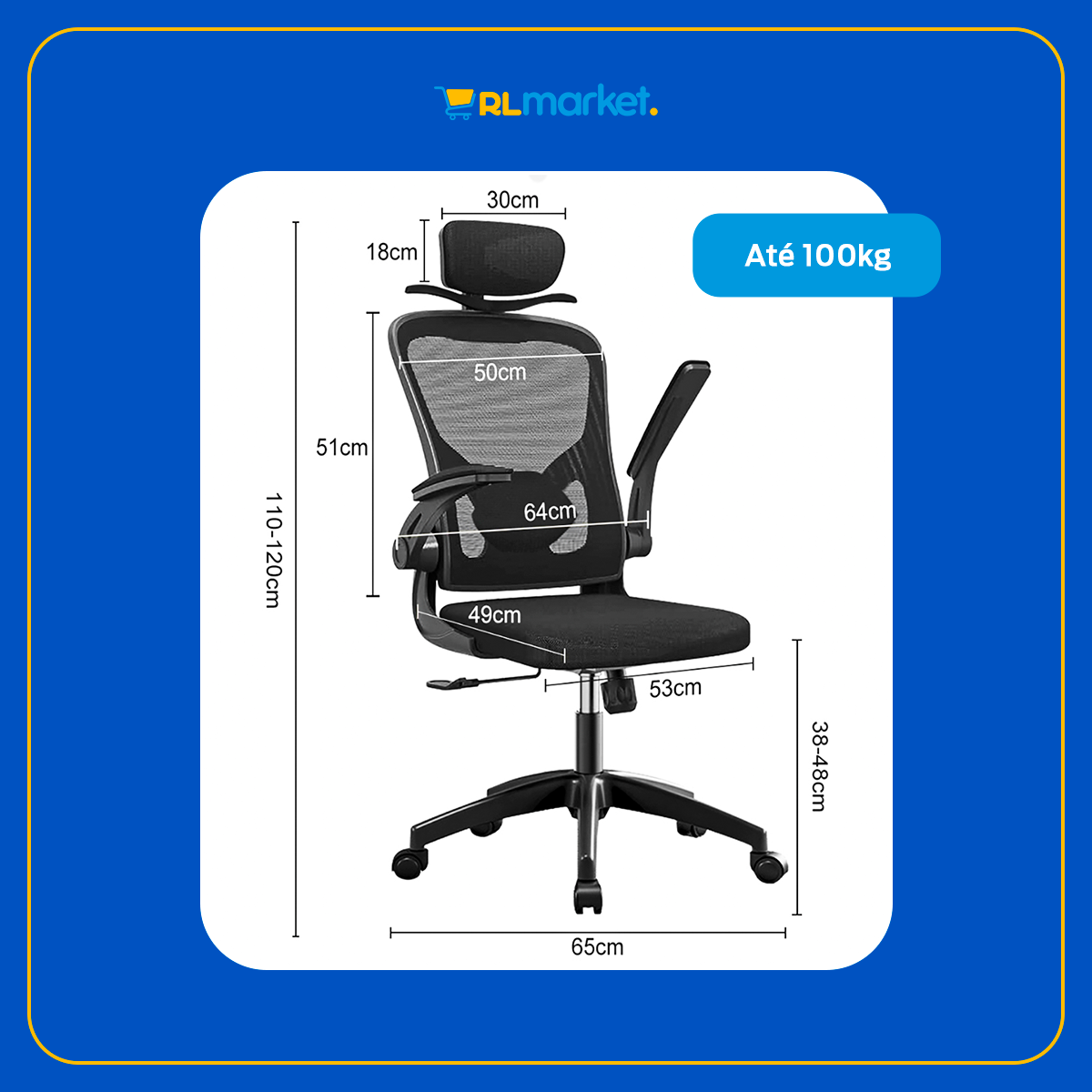 Cadeira Escritorio Presidente Ergonômica Giratória Tela Mesh