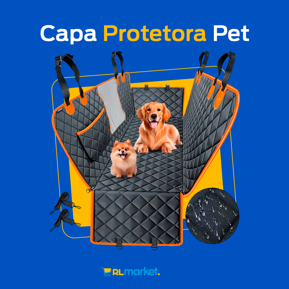 Capa Protetora Banco de Carro Pet Cães Gato Impermeável Luxo