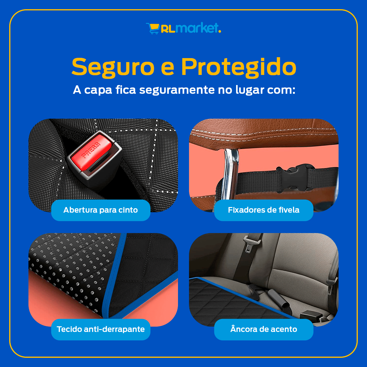 Capa Protetora Banco de Carro Pet Cães Gato Impermeável Luxo