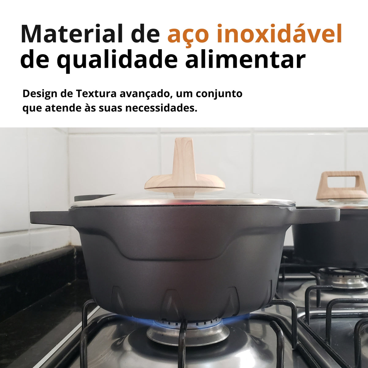 Conjunto de Panelas Ceramica com Tampa Antiaderente Indução