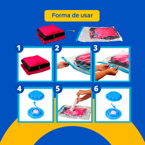 Saco À Vácuo Viagem Mala 50 X 60 Cm Kit 05 Un + Bomba