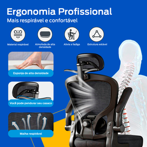 Cadeira Escritorio Presidente Ergonômica Giratória Tela Mesh