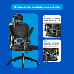 Cadeira Escritorio Presidente Ergonômica Giratória Tela Mesh
