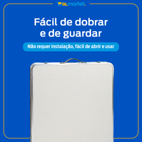 Mesa Camping Dobravel Maleta Portátil Reforçada Praia Branca