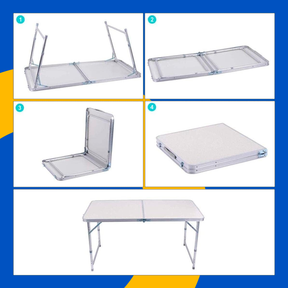 Mesa Camping Dobravel Maleta Portátil Reforçada Praia Branca