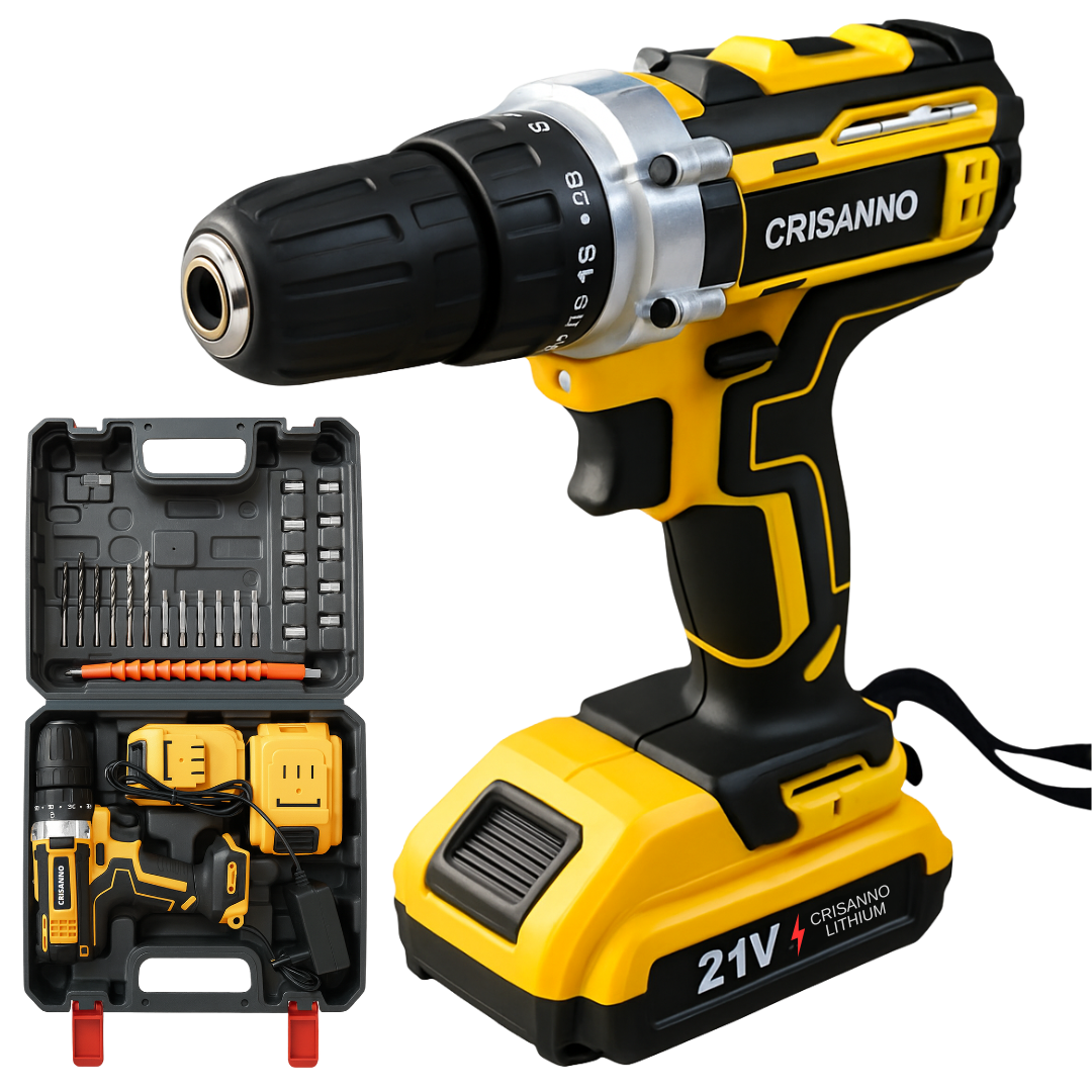 Parafusadeira Furadeira Sem Fio Impacto 2 Bateria Maleta 21v